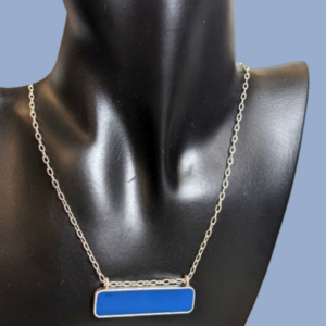 Erica Lyons Silver Tone Blue Bar‎ Necklace